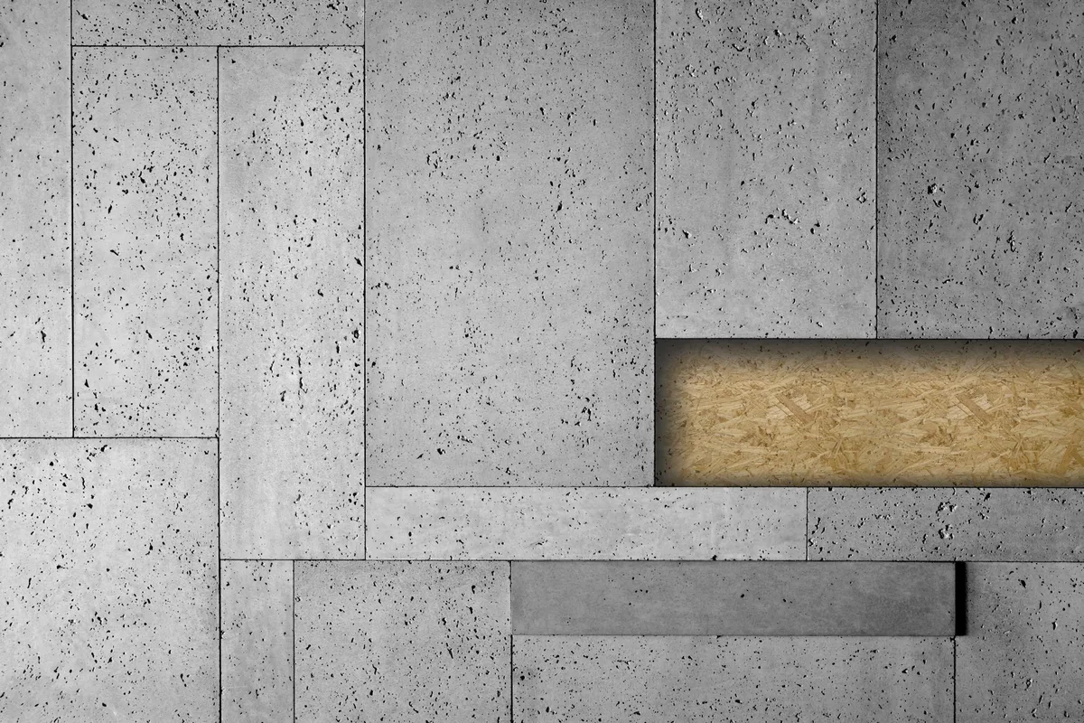 Betonowa ściana z podświetlaną niszą