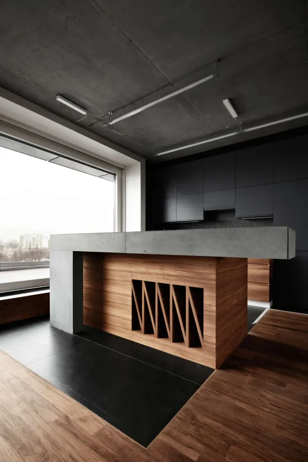 Schody z betonem architektonicznym — apartament Kraków